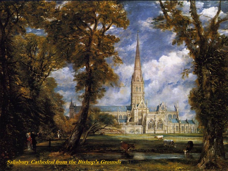 Salisbury Cathedral from the Bishop's Grounds c. 1825.